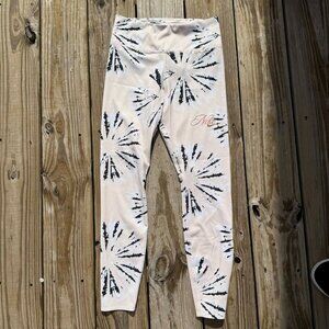 Nike Dri-FIT Leggings Small S  Tan Black Tie Dye High Rise Sparkle Swoosh 3150